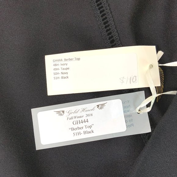 New Gold Hawk BOHO Black Long Sleeve Embroidered Blouse  Sz M - Picture 2 of 16